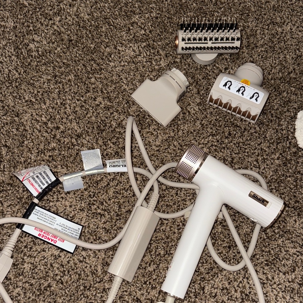 White Hair Dryer with Attachments